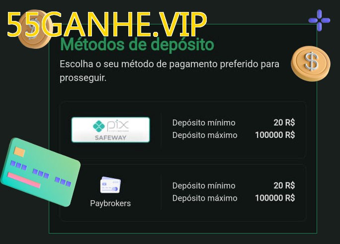 O cassino 55GANHE.VIPbet oferece uma grande variedade de métodos de pagamento